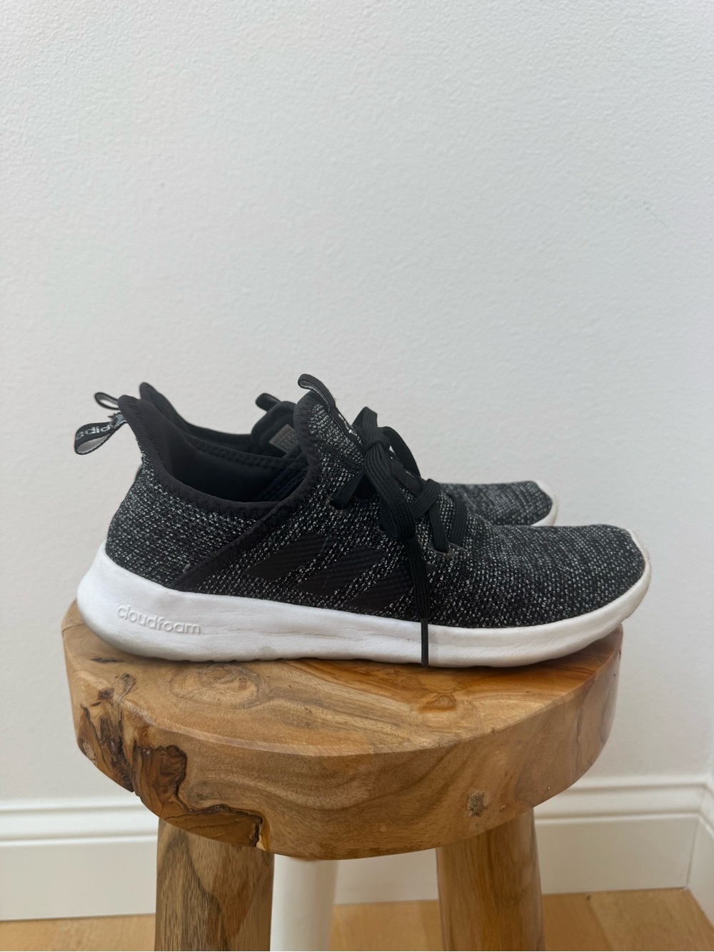 Adidas Black and White Women Cloudfoam Knit Sneakers